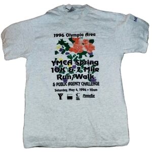 VTG ONEITA Single Stitch Olympia YMCA 10k Run Tshirt 1996 Made In USA Medium